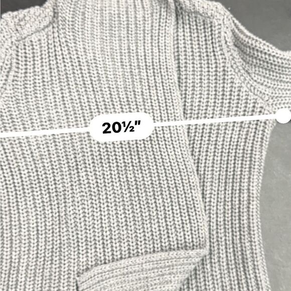 Lou and Grey A line crossover side mock neck chunky knit grey swing cardigan - Picture 7 of 8